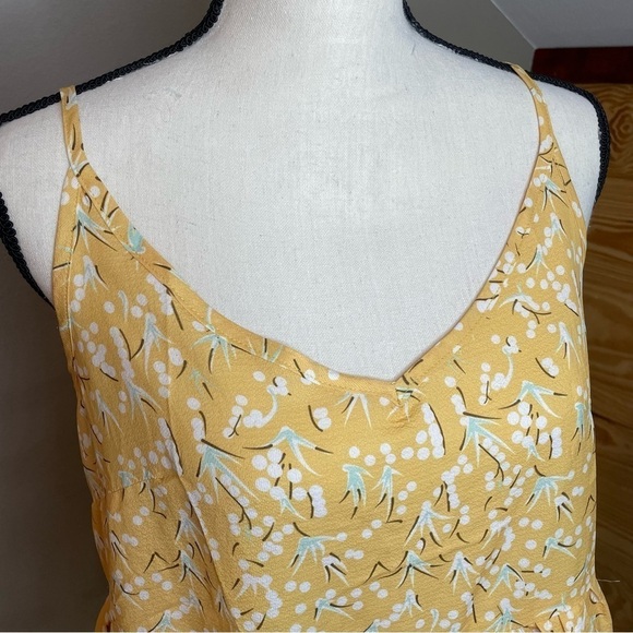 Zaful Yellow Floral Spaghetti Strap Ruffle Peplum Crop Top - Picture 4 of 6